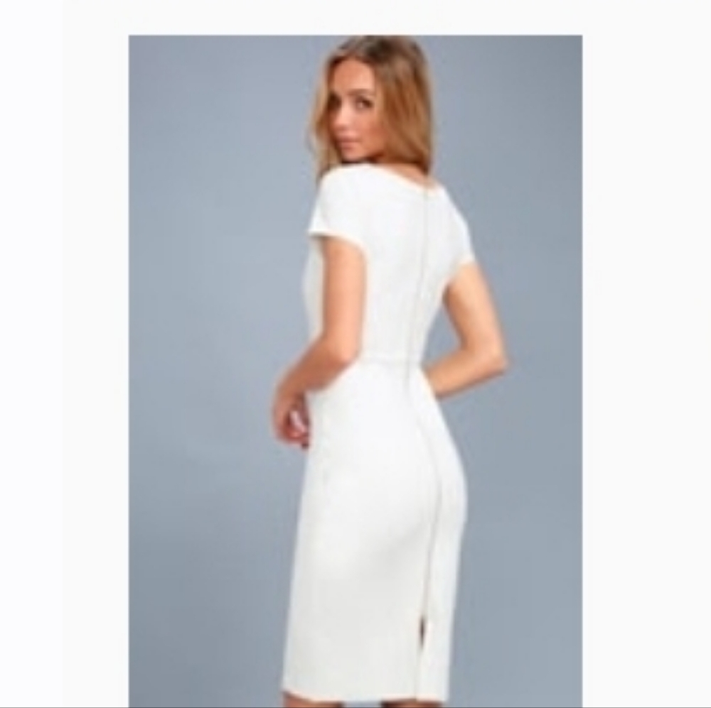 Lulu's Business of Love White Bodycon Midi Dress, size S
